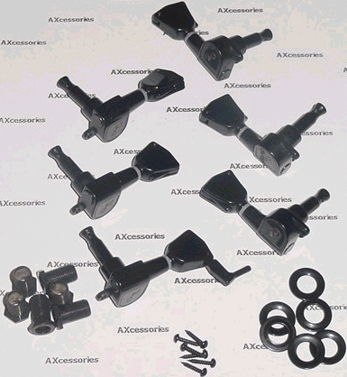 6 in Line Mini Tuners Right Handed Black